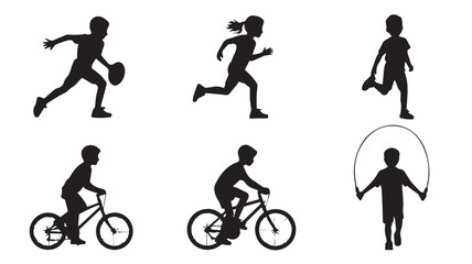 Obraz premium Happy Kids Engaging in Various Outdoor Sports Activities and Daily Physical Exercise Vector Illustration