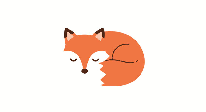 Cute Sleeping Fox Curled Up Illustration.