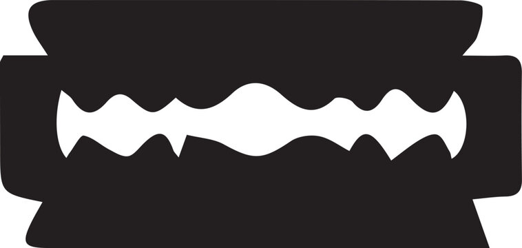Black and white jagged teeth cutout design Vector