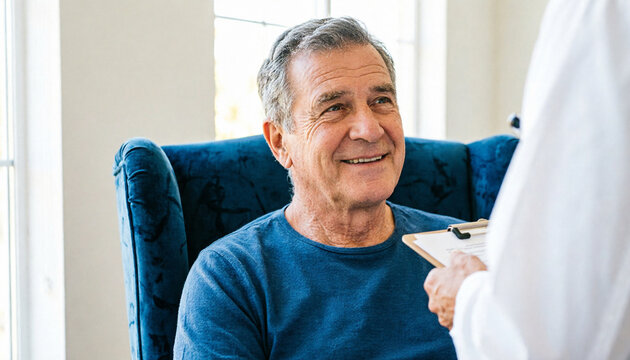 Senior Patient Receiving Positive Medical Results Doctor Consultation Hope.