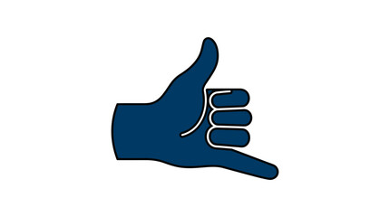Blue hand silhouette showing shaka or call me gesture. © Anak