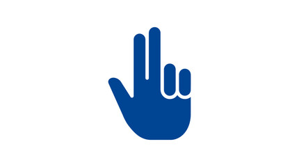 Obraz premium Blue silhouette hand gesture showing three fingers.