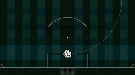 Abstract part of soccer field with curve ball on dark green checkered pattern baclground have blank space. © Wasitt