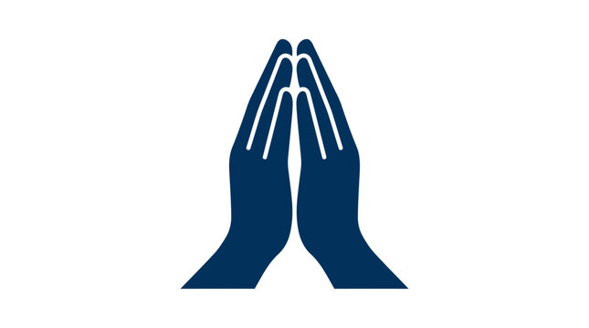 Blue praying hands silhouette for faith and hope