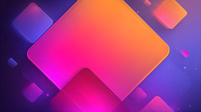 Abstract background with glowing colorful squares and geometric shapes with soft light effects and vibrant gradient