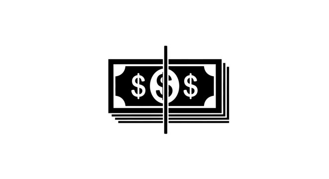 Stacked bills split with a line symbolizing division and financial concepts