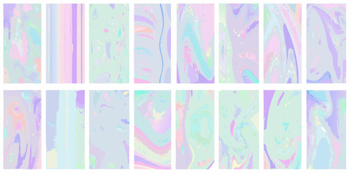 Iridescent marble textures a collection of abstract vector patterns