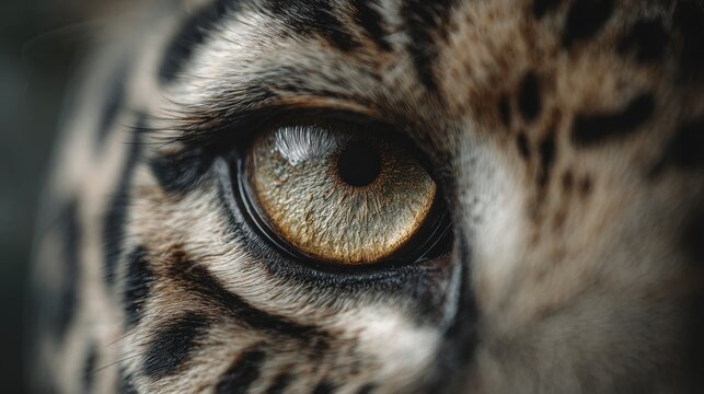 Intense gaze, close-up of a leopard's eye conveying raw emotion and beauty