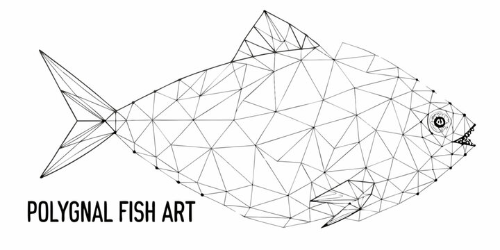 Polygonal fish illustration a geometric design on a white background