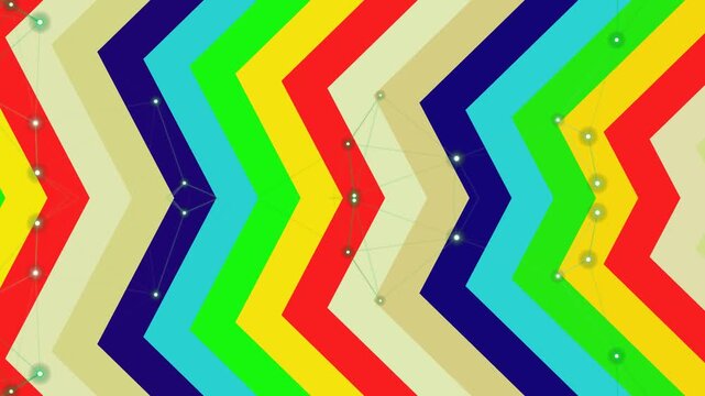 Geometric chevron pattern in vibrant rainbow colors creating a dynamic and eye-catching design suitable for backgrounds and modern graphics