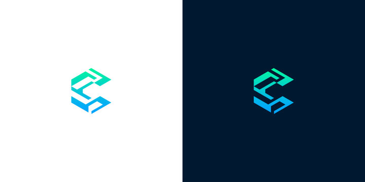 Creative concept of abstract geometric letter C logo design using hexagonal elements for modern technology and corporate business branding identity