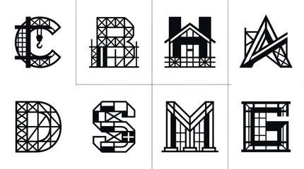 Construction Alphabet Letters: C, B, H, A, D, S, M, G Icons © Labib