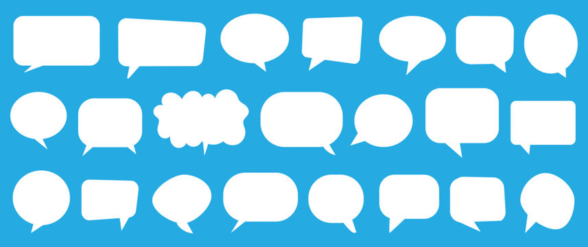 Speech bubble icon set, chat and comic dialog vector collection, thought cloud and message balloon icons in flat black style