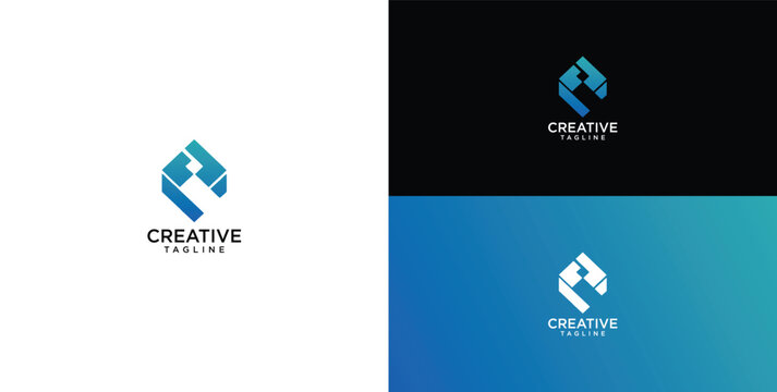 Minimalist Geometric Letter P Shape Logo Concept Featuring Abstract Modern Building Block Design for Corporate Branding and Professional Business Identity