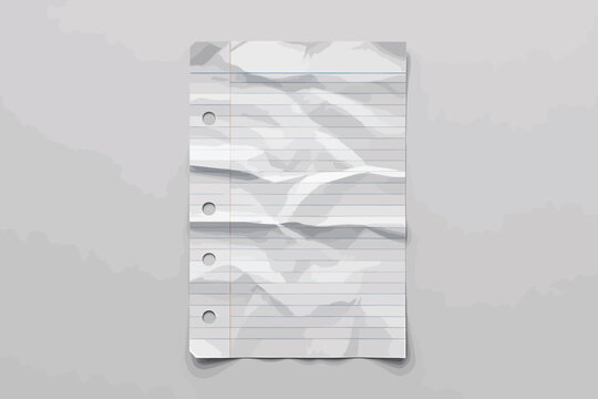 Crumpled Paper Sheets with Holes on Gray Background