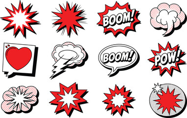 Comic Book Explosion and Speech Bubbles on White Background © Azan
