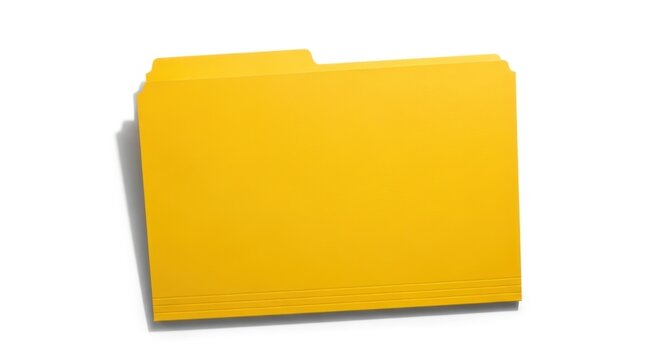 A yellow file folder with a tab on the top left corner casts a shadow on a white background
