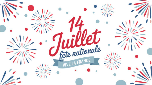 Fourteenth july french national day festive fireworks background
