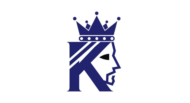 King letter k logo design with crown illustration for branding