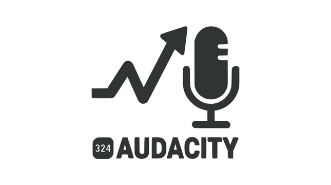 Audacity software logo with microphone and signal graph.