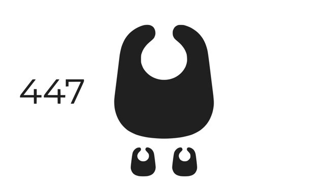Baby bib icon with number 447 on black background.