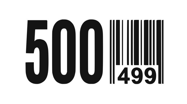 Barcode with numbers 500 and 499 graphic.