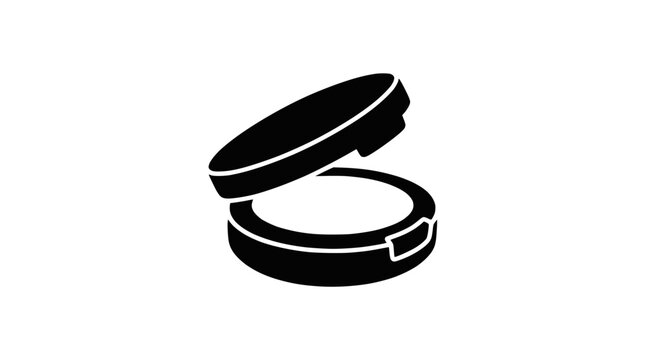 Black makeup compact case icon for face powder products.