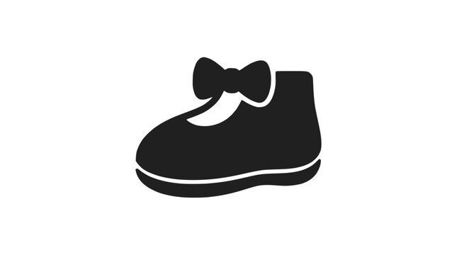 Baby shoe bootie with bow silhouette icon