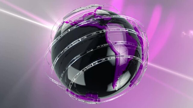 Futuristic World Globe with Digital Communication Network Animation