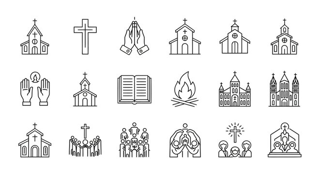 Christianity religious symbols and churches.