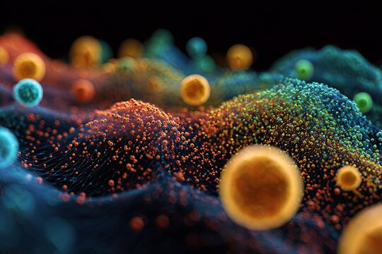 Abstract data visualization of a complex scatter plot with a clear separation line, Machine Learning classification concept, glowing spheres, 3D render, 8k,