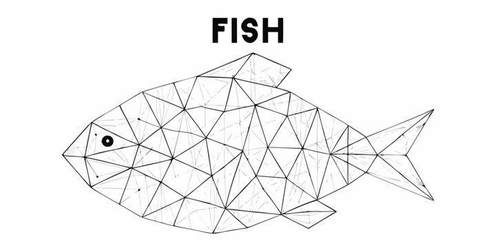 Polygonal Fish Illustration Black Lines On White Background