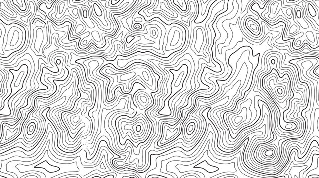 Topographic map background with contour lines, abstract geographic terrain pattern, seamless vector texture for cartography and outdoor design