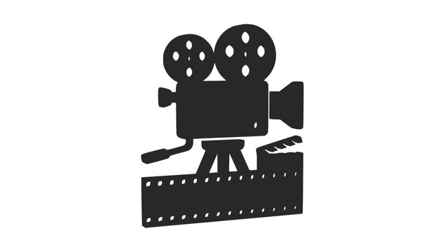 Cinema production equipment icons with camera and clapper