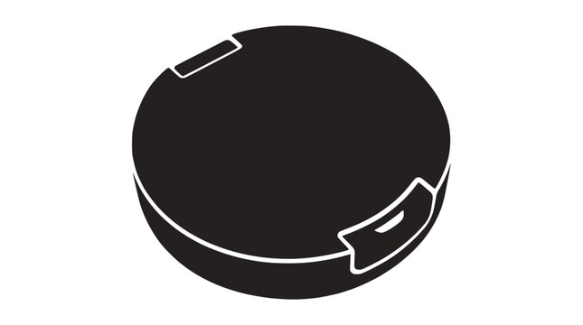 Circular cosmetic compact case icon silhouette in black.