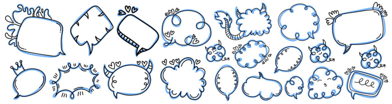 blue speech bubbles for creative dialogue design bundle set