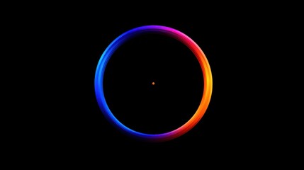 Fototapeta premium Vibrant Circular Gradient Design with Bright Orange Center Surrounded by Shades of Blue and Purple on Black Background