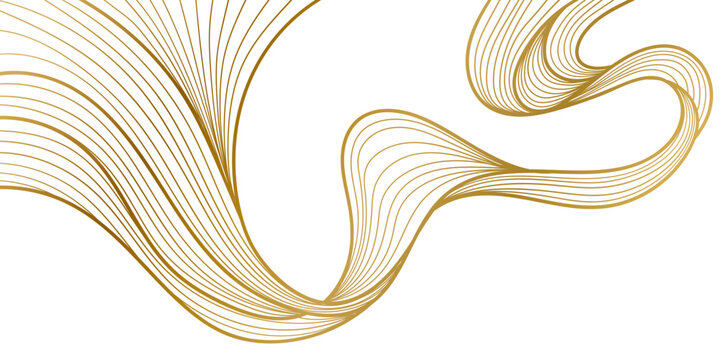 Elegant abstract gold waves with soft silk texture and geometric curves, Japanese-inspired decorative background