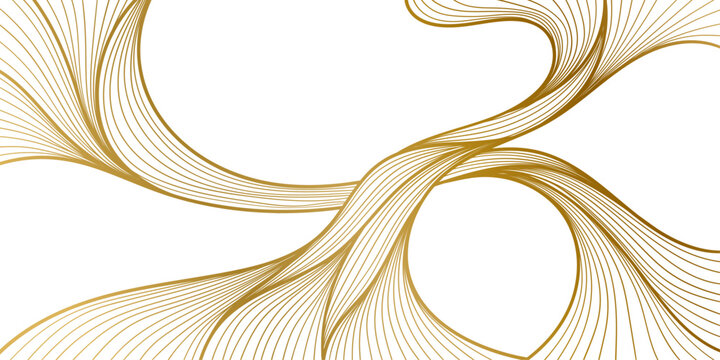 Elegant abstract gold waves with soft silk texture and geometric curves, Japanese-inspired decorative background