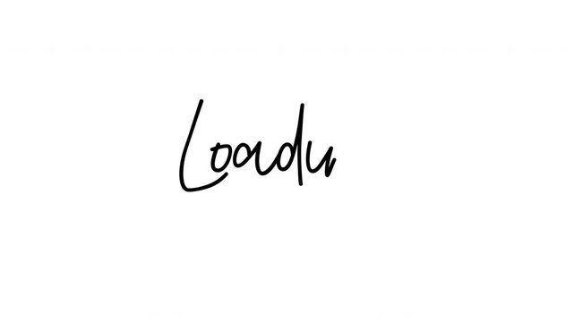 Loading animated handwriting calligraphy text reveal loop, black on white background, preloader text animation for social media, intro, and waiting screen.
