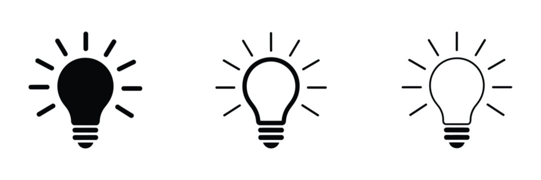 Lightbulb idea icon set innovation creativity and solution concept vector illustration collection for brainstorming inspiration problem solving and smart thinking visual elements