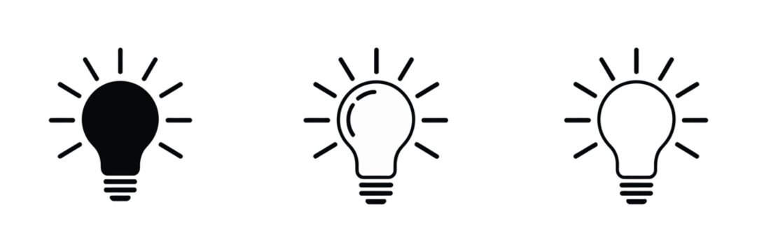 lightbulb idea icon set innovation creativity and solution concept representing idea generation startup thinking discovery insight and modern business strategy design icons