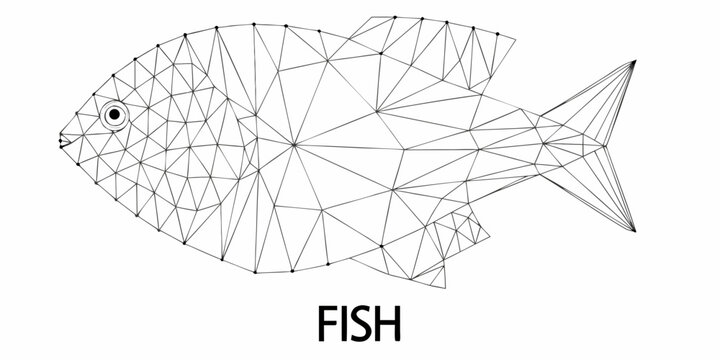 Polygonal Fish Illustration Geometric Design On White Background