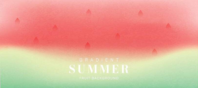 Abstract colorful gradient fruit background. Minimalist poster with watermelon. Modern summer and spring wallpaper design for drink menu, promotion, beverages, ads.