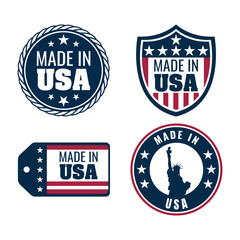 Naklejka premium Collection of Made in USA labels and badges.