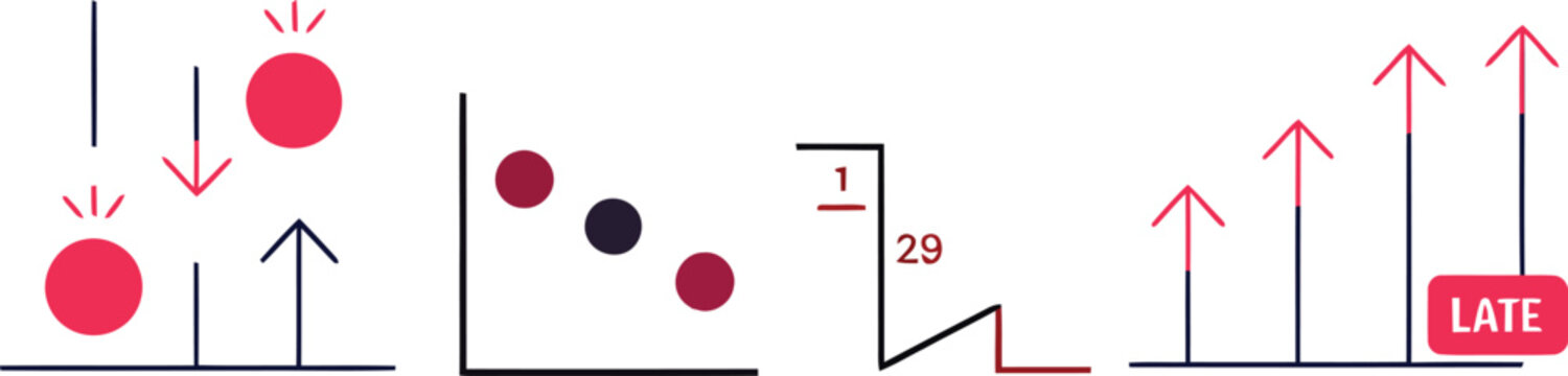 Concept graphs and charts with data visualization elements and late label with bar chart circle