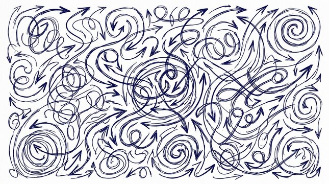 Dynamic tangled lines arrow doodle abstract vector texture