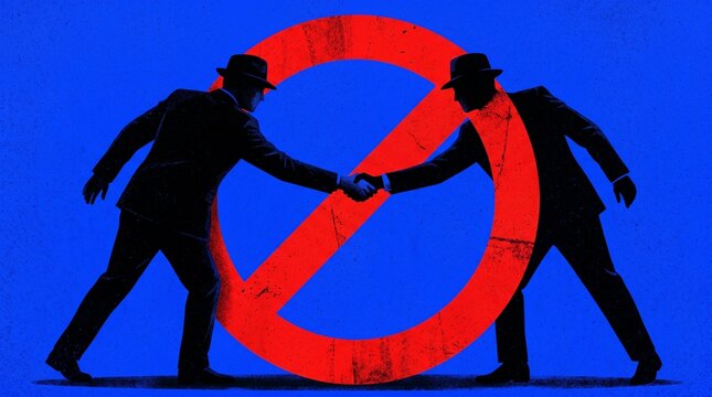 Forbidden corrupt business deal prohibited partnership concept vector