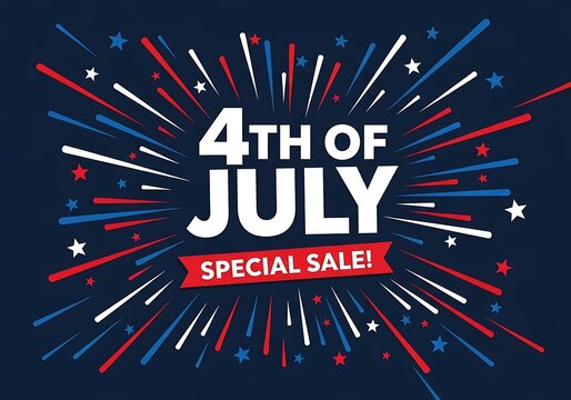 Independence day 4th of july sale banner with fireworks patriotic holiday promotion