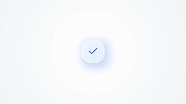 Minimalist interface design with glowing checkmark icon on soft gradient background in digital technology UI close-up view